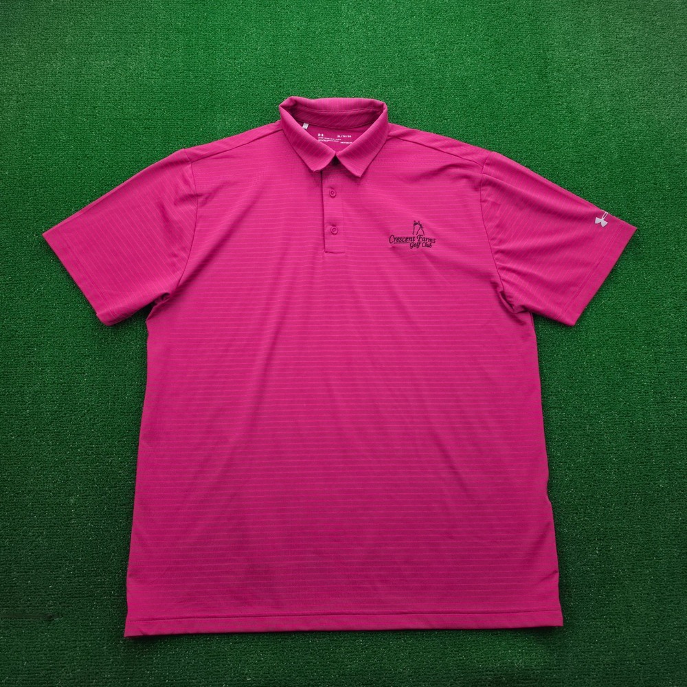 Under Armour Performance Polo Shirt‎ Mens XL Magenta Crescent Farms Golf Club